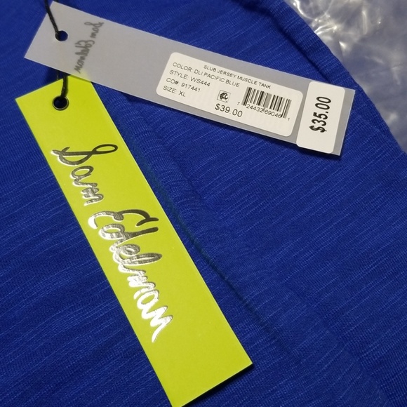 Sam Edelman Slub Jersey Muscle Tank Pantone Blue - Picture 5 of 8